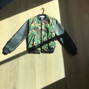 Leather/cotton bomber jacket